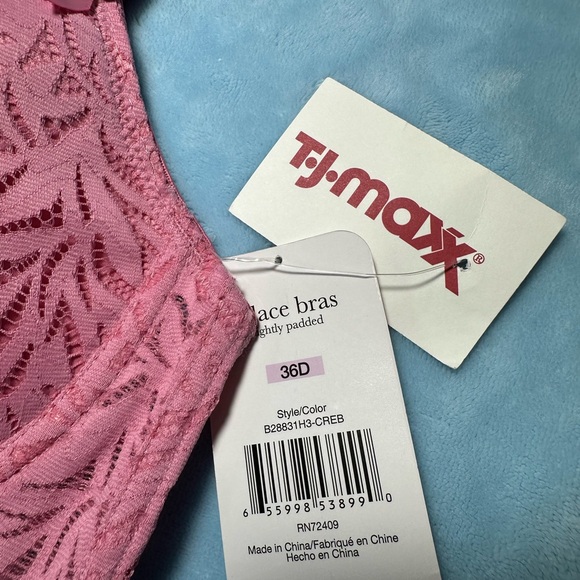 NWT Rene Rofe Wired Push-Up pink lace Bra Intimates Collection Size 36D - Picture 4 of 7